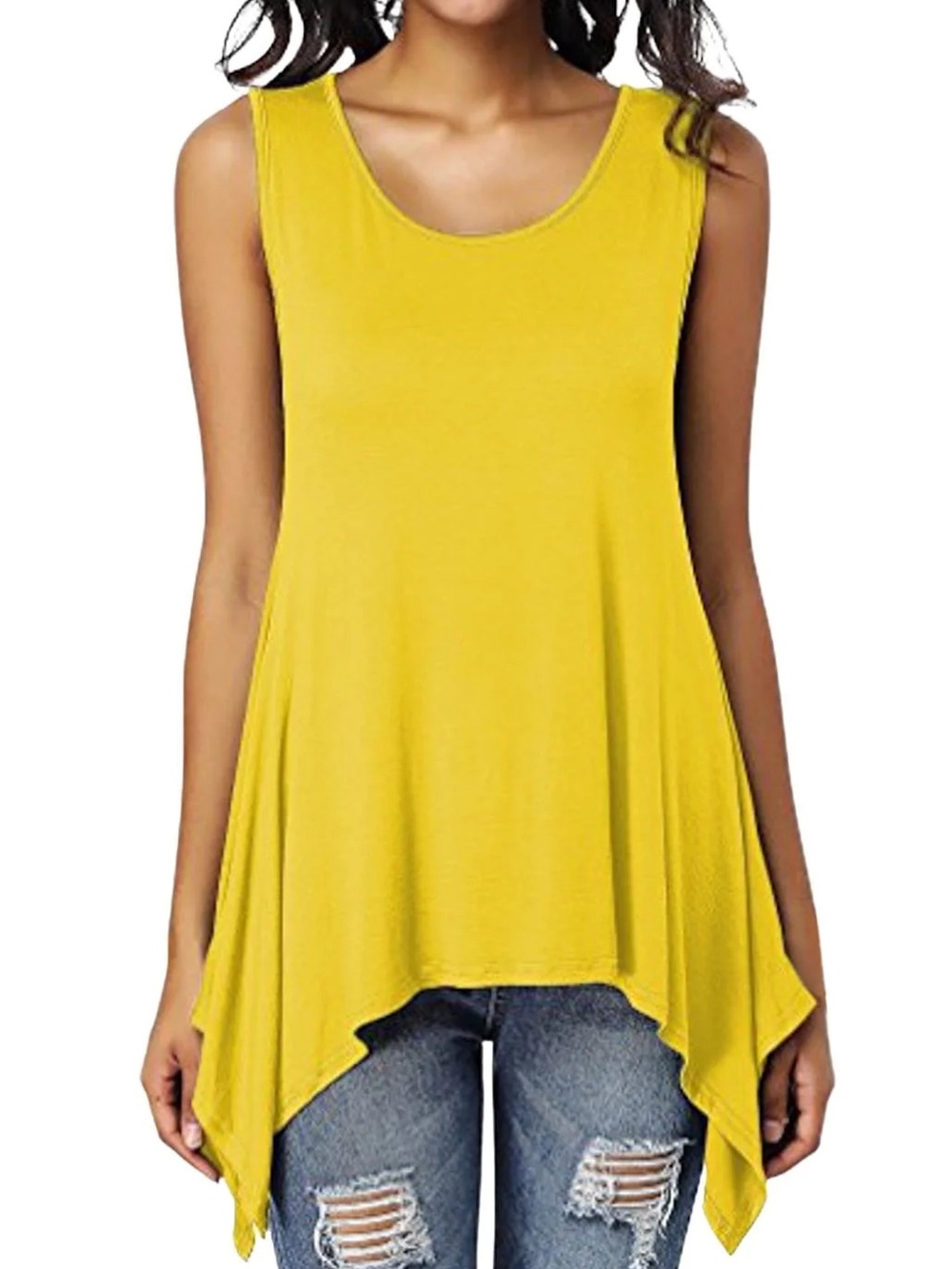Attitudes by Renee Bright Yellow Sleeveless Tunic Tank